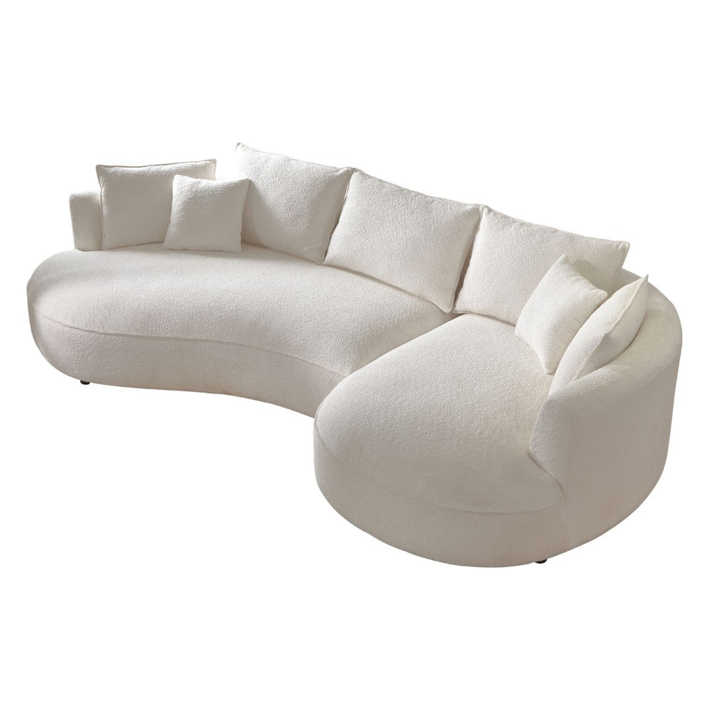 English Elm Curved Boucle Sectional Sofa Cloud Silhouette 5 Seat Modern Living Room Couch W876S00130