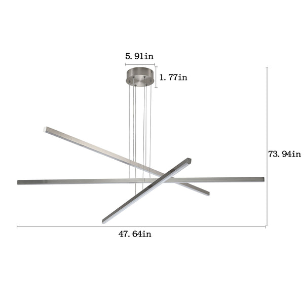 English Elm 48" Modern LED Chandelier Adjustable Geometric 3-Arm Pendant Light Dimmable Minimalist Glow for Dining Office Living Room W1340119966