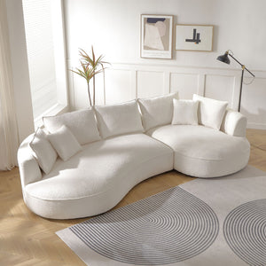 English Elm Curved Boucle Sectional Sofa Cloud Silhouette 5 Seat Modern Living Room Couch W876S00130