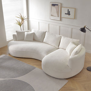 English Elm Curved Boucle Sectional Sofa Cloud Silhouette 5 Seat Modern Living Room Couch W876S00130