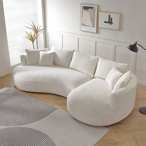 English Elm Curved Boucle Sectional Sofa Cloud Silhouette 5 Seat Modern Living Room Couch W876S00130
