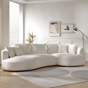 English Elm Curved Boucle Sectional Sofa Cloud Silhouette 5 Seat Modern Living Room Couch W876S00130