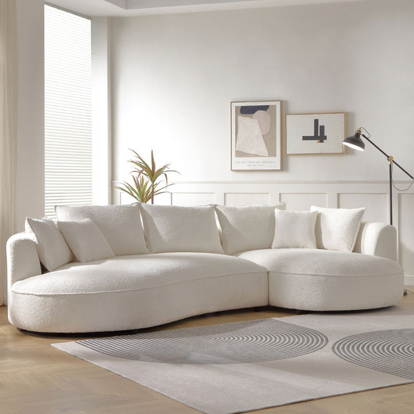 English Elm Curved Boucle Sectional Sofa Cloud Silhouette 5 Seat Modern Living Room Couch W876S00130