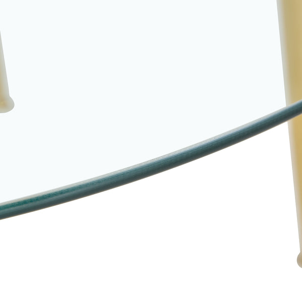 English Elm A Glass 40" Round Dining Table with Gold-Plated Metal Legs, Minimalist Modern Design for 4-6 Seats W1151S00375