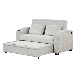 English Elm 101.2" Modular Chenille Sectional Sofa with Tufted Cushions and Deep Seating for Living Room White+Gray N719S001870K