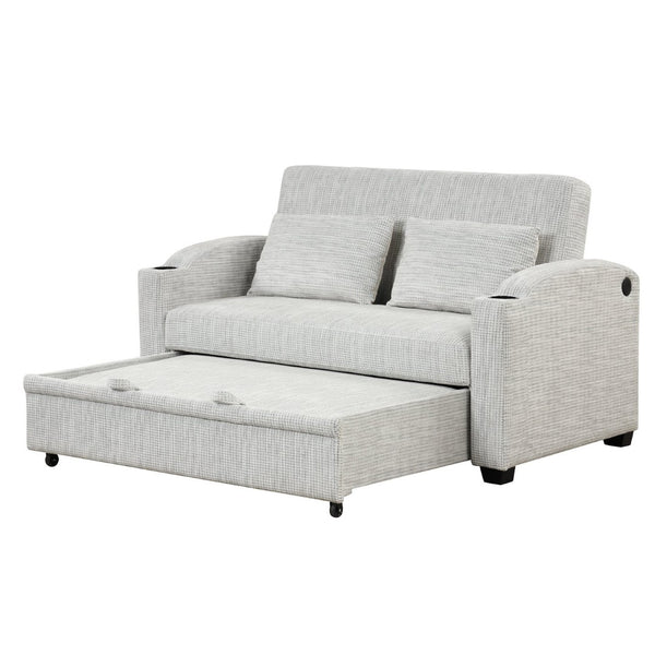 English Elm 101.2" Modular Chenille Sectional Sofa with Tufted Cushions and Deep Seating for Living Room White+Gray N719S001870K