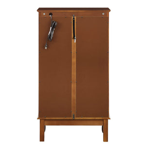 English Elm Curio Oak Lighted Display Cabinet with Mirrored Back, Tempered Glass Shelves, 43.5"H, Classic Style W169391690
