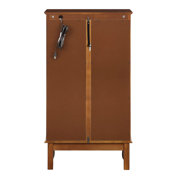 English Elm Curio Oak Lighted Display Cabinet with Mirrored Back, Tempered Glass Shelves, 43.5"H, Classic Style W169391690