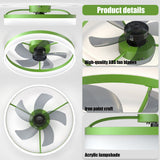 English Elm Ceiling Fans With Lights Dimmable Led Embedded Installation Of Thin Modern Ceiling Fans(Green)