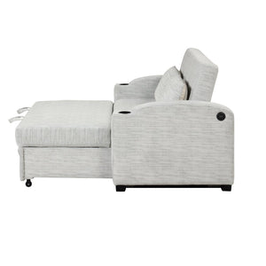 English Elm 101.2" Modular Chenille Sectional Sofa with Tufted Cushions and Deep Seating for Living Room White+Gray N719S001870K