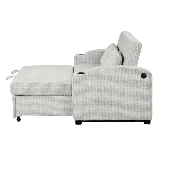 English Elm 101.2" Modular Chenille Sectional Sofa with Tufted Cushions and Deep Seating for Living Room White+Gray N719S001870K