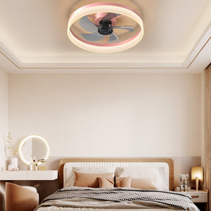 English Elm Ceiling Silent Dimmable LED Fan Light with Remote, Ultra-Quiet 21dB, 6-Speed Modern Thin Design Pink W1340120484
