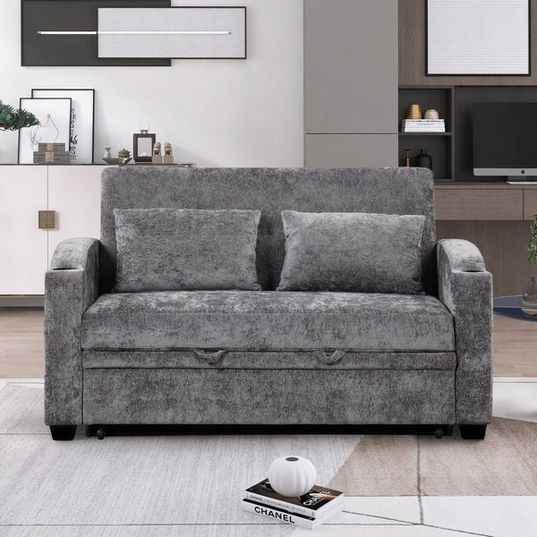 English Elm 101.2" Modular Chenille Sectional Sofa with Tufted Cushions and Deep Seating for Living Room Gray N719S001870E