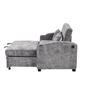 English Elm 101.2" Modular Chenille Sectional Sofa with Tufted Cushions and Deep Seating for Living Room Gray N719S001870E
