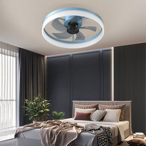 English Elm Ceiling Silent Dimmable LED Fan Light with Remote, Ultra-Quiet 21dB, 6-Speed Modern Thin Design Blue W1340120483