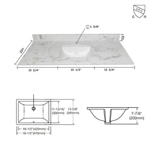 English Elm Montary Engineered Stone Vanity Top Carrara Veining Undermount Sink Polished Finish W50921985