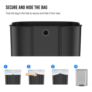English Elm 13 Gallon 50L Stainless Steel Trash Can with Soft-Close Lid, Fingerprint-Proof, Step Pedal, Durable 13 W1550121727