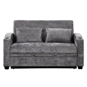 English Elm 101.2" Modular Chenille Sectional Sofa with Tufted Cushions and Deep Seating for Living Room Gray N719S001870E