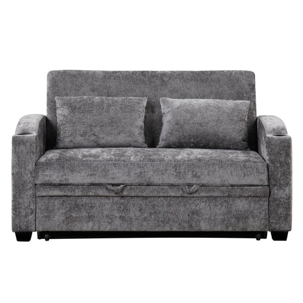 English Elm 101.2" Modular Chenille Sectional Sofa with Tufted Cushions and Deep Seating for Living Room Gray N719S001870E