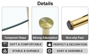 English Elm A glass 40in Round Dining Table with Gold Plated Metal Legs, Minimalist Glass Top, Seats 4-6, DT-1164 W1151S01594