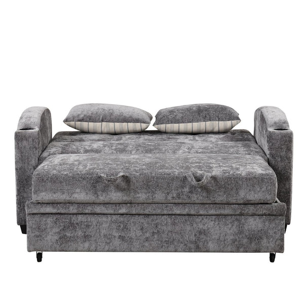 English Elm 101.2" Modular Chenille Sectional Sofa with Tufted Cushions and Deep Seating for Living Room Gray N719S001870E