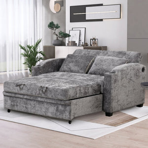 English Elm 101.2" Modular Chenille Sectional Sofa with Tufted Cushions and Deep Seating for Living Room Gray N719S001870E