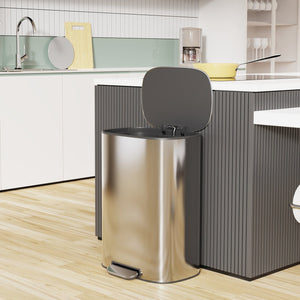 English Elm 13 Gallon 50L Stainless Steel Trash Can with Soft-Close Lid, Fingerprint-Proof, Step Pedal, Durable 13 W1550121727