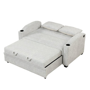 English Elm 101.2" Modular Chenille Sectional Sofa with Tufted Cushions and Deep Seating for Living Room White+Gray N719S001870K
