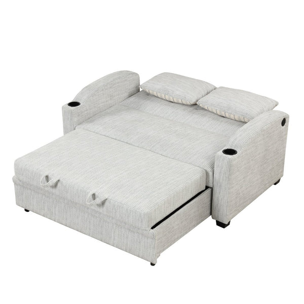 English Elm 101.2" Modular Chenille Sectional Sofa with Tufted Cushions and Deep Seating for Living Room White+Gray N719S001870K