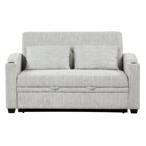 English Elm 101.2" Modular Chenille Sectional Sofa with Tufted Cushions and Deep Seating for Living Room White+Gray N719S001870K