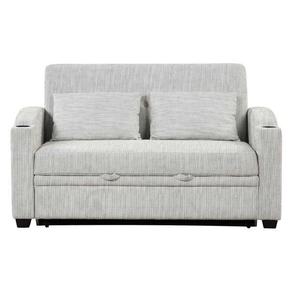 English Elm 101.2" Modular Chenille Sectional Sofa with Tufted Cushions and Deep Seating for Living Room White+Gray N719S001870K