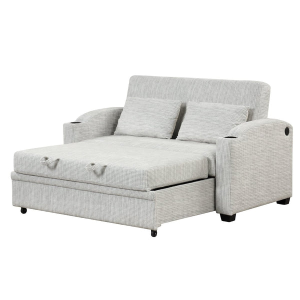 English Elm 101.2" Modular Chenille Sectional Sofa with Tufted Cushions and Deep Seating for Living Room White+Gray N719S001870K
