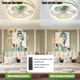 English Elm Ceiling Fans With Lights Dimmable Led Embedded Installation Of Thin Modern Ceiling Fans(Green)