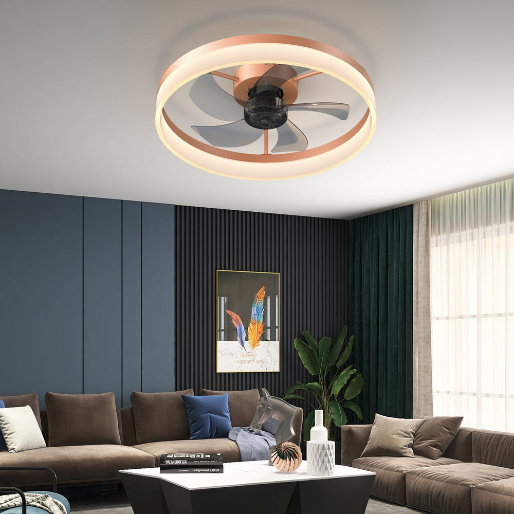 English Elm Ceiling Silent Dimmable LED Fan Light with Remote, Ultra-Quiet 21dB, 6-Speed Modern Thin Design Rose Gold W1340120486