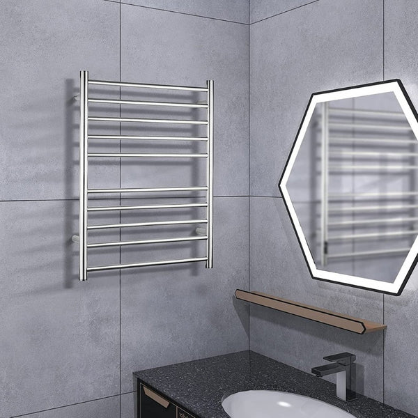 English Elm Electric Wall Mounted Towel Warmer with 10 Stainless Steel Bars Brushed Chrome Finish W2079128629