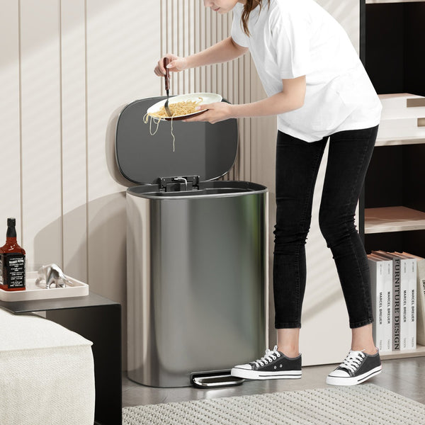 English Elm 13 Gallon 50L Stainless Steel Trash Can with Soft-Close Lid, Fingerprint-Proof, Step Pedal, Durable 13 W1550121727