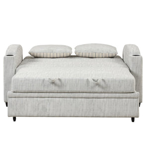 English Elm 101.2" Modular Chenille Sectional Sofa with Tufted Cushions and Deep Seating for Living Room White+Gray N719S001870K