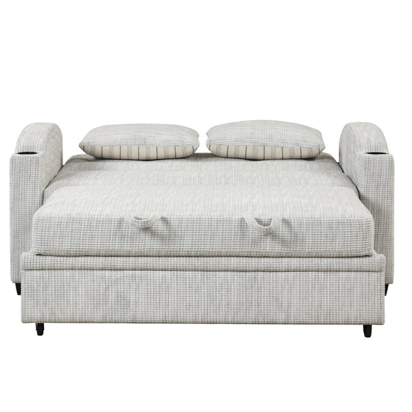 English Elm 101.2" Modular Chenille Sectional Sofa with Tufted Cushions and Deep Seating for Living Room White+Gray N719S001870K