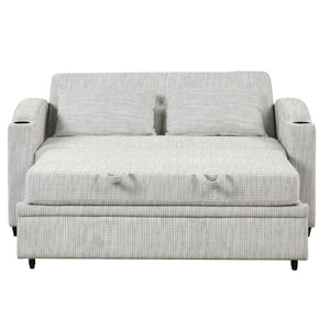 English Elm 101.2" Modular Chenille Sectional Sofa with Tufted Cushions and Deep Seating for Living Room White+Gray N719S001870K