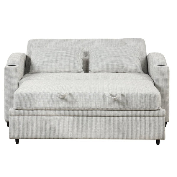 English Elm 101.2" Modular Chenille Sectional Sofa with Tufted Cushions and Deep Seating for Living Room White+Gray N719S001870K