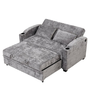 English Elm 101.2" Modular Chenille Sectional Sofa with Tufted Cushions and Deep Seating for Living Room Gray N719S001870E