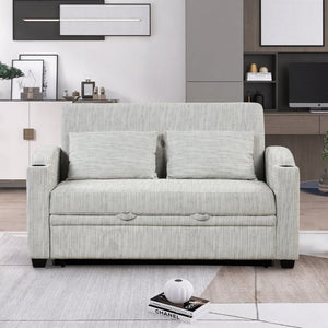 English Elm 101.2" Modular Chenille Sectional Sofa with Tufted Cushions and Deep Seating for Living Room White+Gray N719S001870K