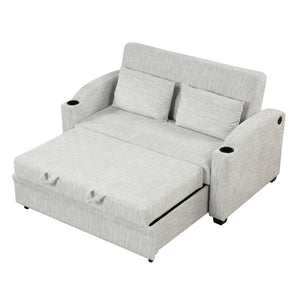 English Elm 101.2" Modular Chenille Sectional Sofa with Tufted Cushions and Deep Seating for Living Room White+Gray N719S001870K