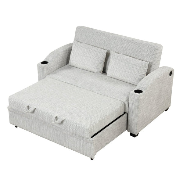 English Elm 101.2" Modular Chenille Sectional Sofa with Tufted Cushions and Deep Seating for Living Room White+Gray N719S001870K
