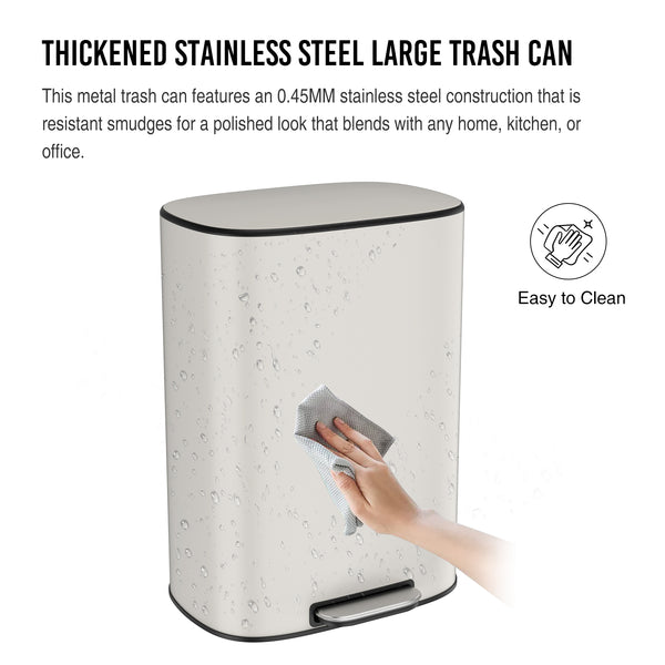 English Elm 13 13 Gallon/50L Soft-Close Stainless Steel Trash Can with Foot Pedal, Fingerprint-Proof, Durable W1550128067