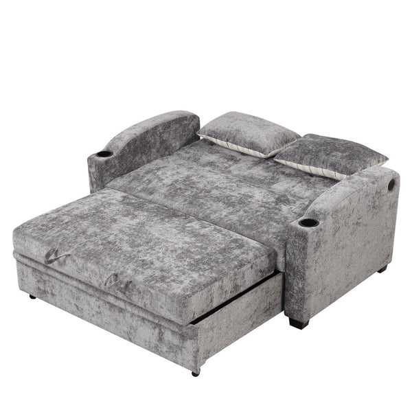 English Elm 101.2" Modular Chenille Sectional Sofa with Tufted Cushions and Deep Seating for Living Room Gray N719S001870E