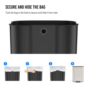 English Elm 13 13 Gallon/50L Soft-Close Stainless Steel Trash Can with Foot Pedal, Fingerprint-Proof, Durable W1550128067