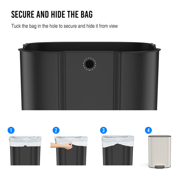English Elm 13 13 Gallon/50L Soft-Close Stainless Steel Trash Can with Foot Pedal, Fingerprint-Proof, Durable W1550128067