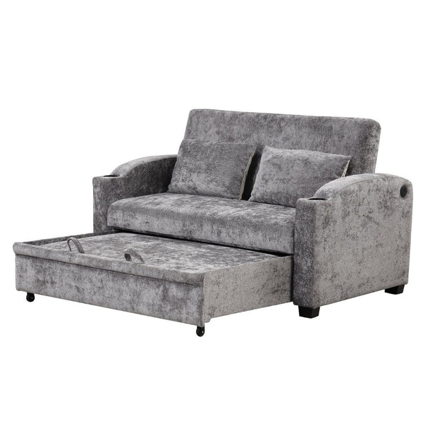 English Elm 101.2" Modular Chenille Sectional Sofa with Tufted Cushions and Deep Seating for Living Room Gray N719S001870E