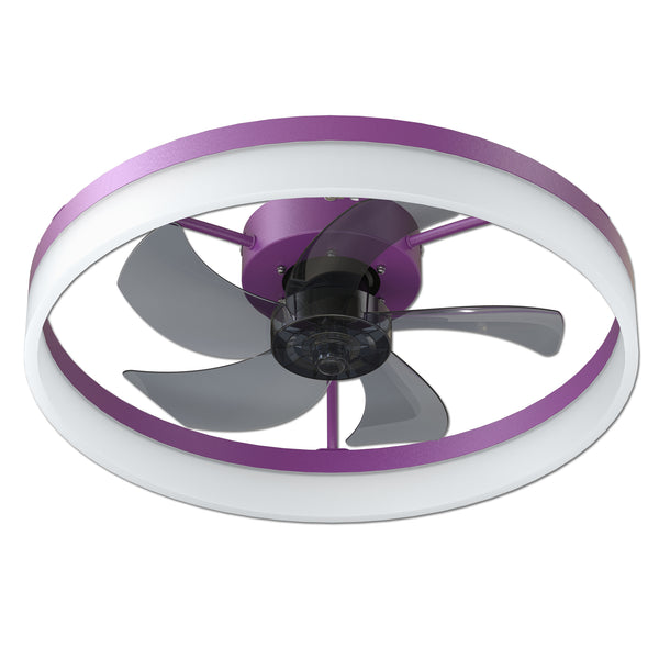 English Elm Ceiling Silent Dimmable LED Fan Light with Remote, Ultra-Quiet 21dB, 6-Speed Modern Thin Design Purple W1340120485